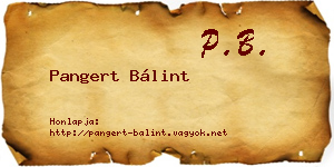 Pangert Bálint névjegykártya